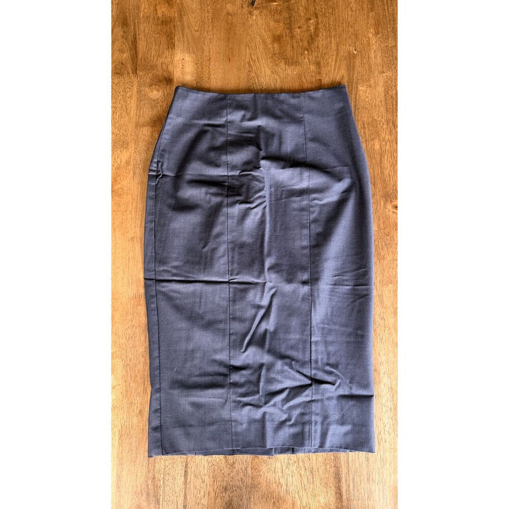 Bebe Charcoal Wool Blend Pencil Midi Skirt Size 2 Button Back